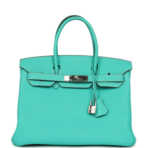 Pre-owned Hermes Birkin 30 Lagon Togo Palladium Hardware