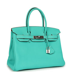 Pre-owned Hermes Birkin 30 Lagon Togo Palladium Hardware