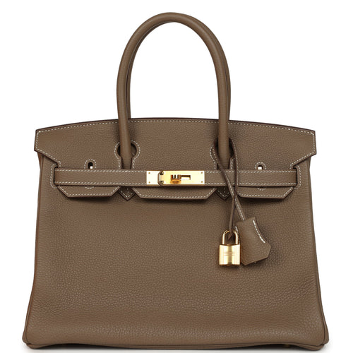 Pre-owned Hermes Birkin 30 Etoupe Togo Gold Hardware