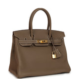 Pre-owned Hermes Birkin 30 Etoupe Togo Gold Hardware - Thumbnail View 2