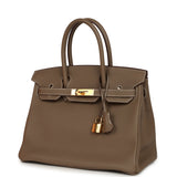 Pre-owned Hermes Birkin 30 Etoupe Togo Gold Hardware - Thumbnail View 5
