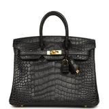 Hermes Birkin 25 Black Matte Alligator Gold Hardware - Thumbnail View 1