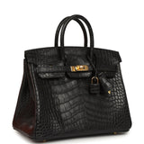 Hermes Birkin 25 Black Matte Alligator Gold Hardware - Thumbnail View 2