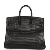 Hermes Birkin 25 Black Matte Alligator Gold Hardware - Thumbnail View 4