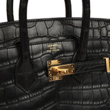 Hermes Birkin 25 Black Matte Alligator Gold Hardware - Thumbnail View 7