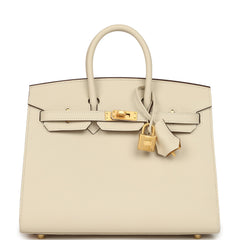 Hermes Special Order (HSS) Birkin Sellier 25 Craie Verso Epsom Brushed Gold Hardware