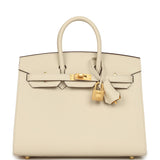 Hermes Special Order (HSS) Birkin Sellier 25 Craie Verso Epsom Brushed Gold Hardware - Thumbnail View 1