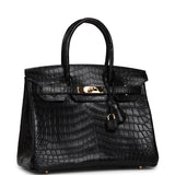 Pre-owned Hermes Birkin 30 Black Matte Niloticus Crocodile Gold Hardware - Thumbnail View 2