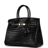 Pre-owned Hermes Birkin 30 Black Matte Niloticus Crocodile Gold Hardware - Thumbnail View 5