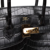 Pre-owned Hermes Birkin 30 Black Matte Niloticus Crocodile Gold Hardware - Thumbnail View 7