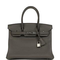 Hermes Birkin 30 Gris Meyer Clemence Palladium Hardware