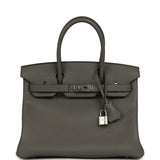 Hermes Birkin 30 Gris Meyer Clemence Palladium Hardware - Thumbnail View 1