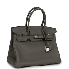 Hermes Birkin 30 Gris Meyer Clemence Palladium Hardware