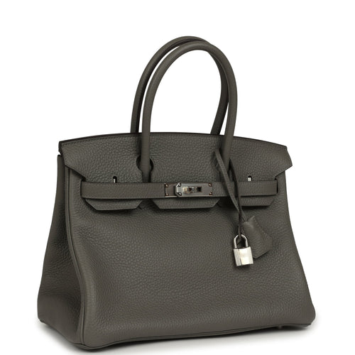 Hermes Birkin 30 Gris Meyer Clemence Palladium Hardware
