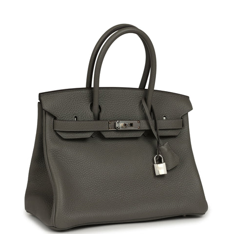 Hermes Birkin 30 Gris Meyer Clemence Palladium Hardware
