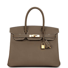 Pre-owned Hermes Birkin 30 Etoupe Epsom Gold Hardware