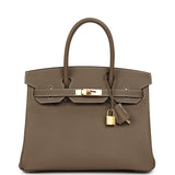 Pre-owned Hermes Birkin 30 Etoupe Epsom Gold Hardware - Thumbnail View 1