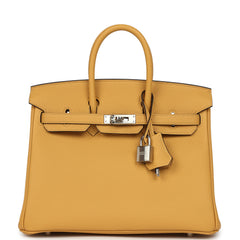 Hermes Birkin 25 Paille Togo Palladium Hardware