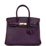 Hermes Birkin 30 Violet Ostrich Gold Hardware - Thumbnail View 1