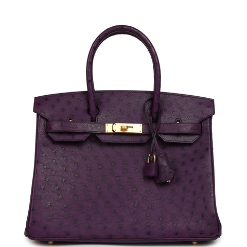 Hermes Birkin 30 Violet Ostrich Gold Hardware