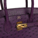 Hermes Birkin 30 Violet Ostrich Gold Hardware - Thumbnail View 7