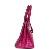 Pre-owned Hermes Birkin 30 Rose Scheherazade Shiny Niloticus Crocodile Palladium Hardware - Thumbnail View 3