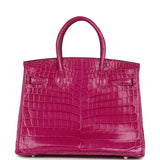 Pre-owned Hermes Birkin 30 Rose Scheherazade Shiny Niloticus Crocodile Palladium Hardware - Thumbnail View 4