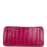 Pre-owned Hermes Birkin 30 Rose Scheherazade Shiny Niloticus Crocodile Palladium Hardware - Thumbnail View 6