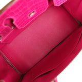 Pre-owned Hermes Birkin 30 Rose Scheherazade Shiny Niloticus Crocodile Palladium Hardware - Thumbnail View 8