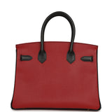 Pre-owned Hermes Special Order (HSS) Birkin 30 Rouge Vif, Black Epsom Brushed Gold Hardware - Thumbnail View 5