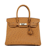 Hermes Birkin 30 Tabac Camel Ostrich Palladium Hardware - Thumbnail View 1