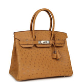 Hermes Birkin 30 Tabac Camel Ostrich Palladium Hardware - Thumbnail View 2