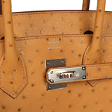 Hermes Birkin 30 Tabac Camel Ostrich Palladium Hardware - Thumbnail View 7