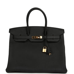 Pre-owned Hermes Birkin 35 Black Togo Gold Hardware