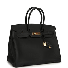 Pre-owned Hermes Birkin 35 Black Togo Gold Hardware