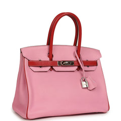 Pre-owned Hermes Special Order (HSS) Birkin 30 Bubblegum Pink, Rouge Casaque Chevre Mysore Palladium Hardware