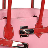 Pre-owned Hermes Special Order (HSS) Birkin 30 Bubblegum Pink, Rouge Casaque Chevre Mysore Palladium Hardware - Thumbnail View 7