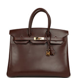 Vintage Hermes Birkin 35 Noisette Box Gold Hardware - Thumbnail View 1