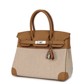 Hermes Birkin 30 Ecru and Beige Toile H Canvas, Biscuit Swift Palladium Hardware - Thumbnail View 5