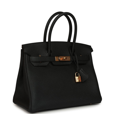 Hermes Birkin 30 Black Togo Rose Gold Hardware