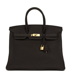 Hermes Birkin 35 Bai Brun Togo Gold Hardware
