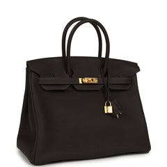 Hermes Birkin 35 Bai Brun Togo Gold Hardware