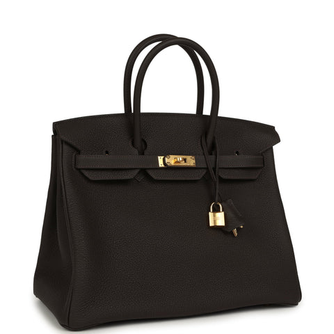 Hermes Birkin 35 Bai Brun Togo Gold Hardware