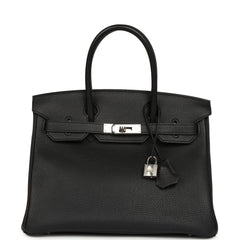 Pre-owned Hermes Birkin 30 Black Togo Palladium Hardware