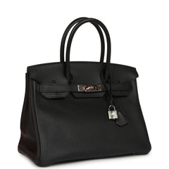 Pre-owned Hermes Birkin 30 Black Togo Palladium Hardware