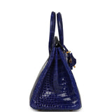 Hermes Birkin 25 Bleu Electric Shiny Porosus Crocodile Gold Hardware - Thumbnail View 3