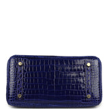 Hermes Birkin 25 Bleu Electric Shiny Porosus Crocodile Gold Hardware - Thumbnail View 6