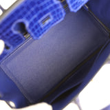 Hermes Birkin 25 Bleu Electric Shiny Porosus Crocodile Gold Hardware - Thumbnail View 8