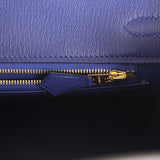 Hermes Birkin 25 Bleu Electric Shiny Porosus Crocodile Gold Hardware - Thumbnail View 9