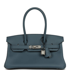 Hermes Shoulder Birkin Light 29 Bleu Tempete Evercolor Palladium Hardware
